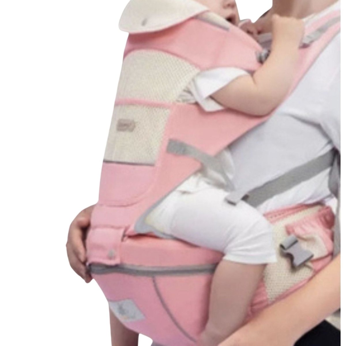 porte bébé rose avec appui-tête relevé et assise épaisse