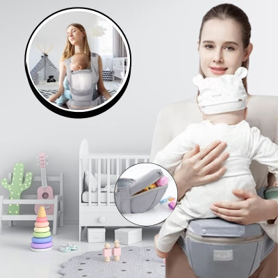 Porte-bébé gris assurant un confort prolongé pour bébé et parent, même lors de longues sorties BabyFlex