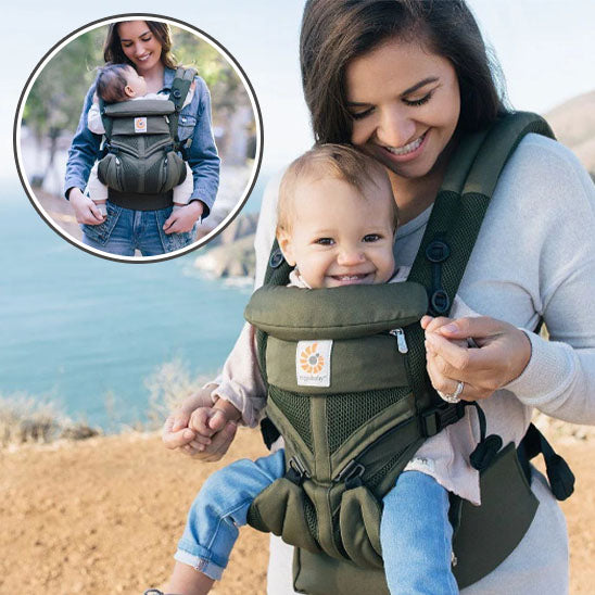 Porte-bébé naissance vert kaki avec ajustement parfait pour un portage confortable ComfortHold