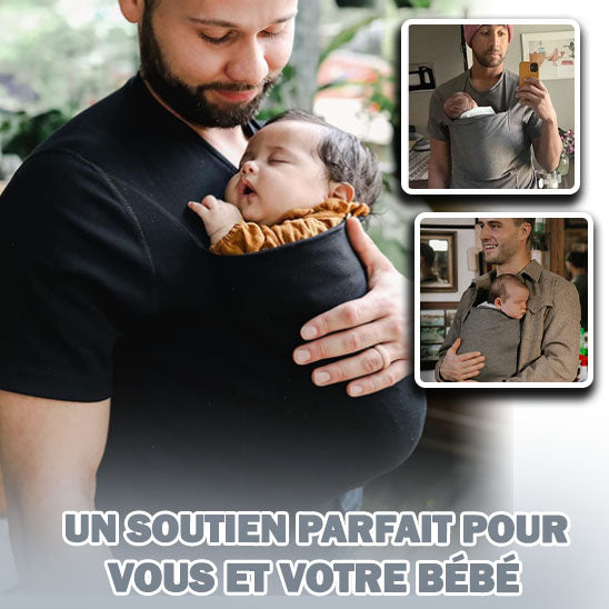 Porte bébé noir KangaWear, conçu avec des matériaux doux et respirants pour offrir un environnement confortable et apaisant à votre bébé