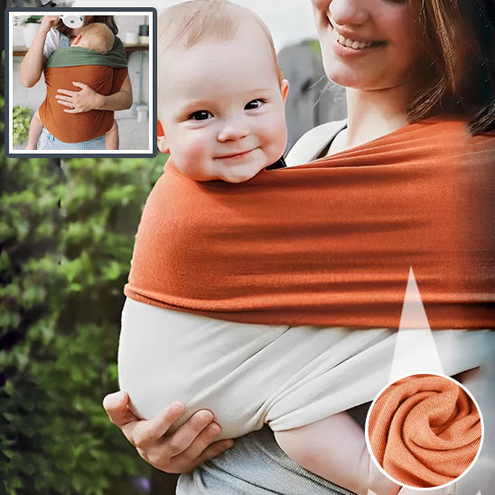 Porte bébé orange SoftCarry avec un design ergonomique pour assurer un confort optimal et un soutien durable