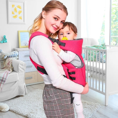 Porte bébé physiologique rouge EasyHold, pratique et ergonomique, avec un design ajustable pour des déplacements facilités