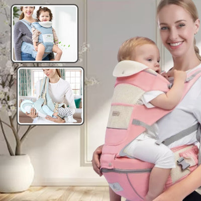 Porte-bébé rose avec des caractéristiques de sécurité renforcées, garantissant un maintien optimal pour bébé BabyFlex