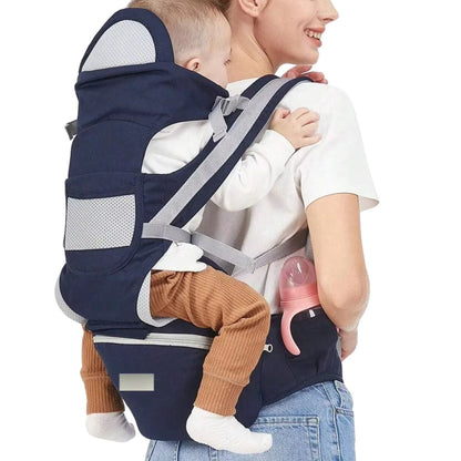 Porte bébé en vue latérale avec tissu respirant et sangles bien ajustées
