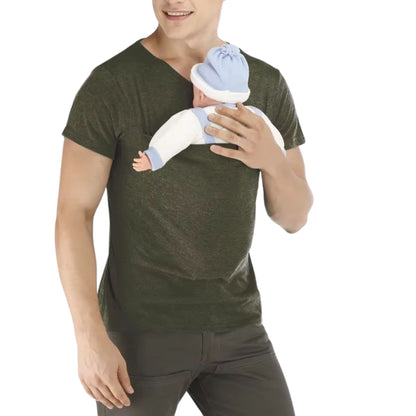 Porte bébé t-shirt avec maintien naturel, bébé calé contre le torse du parent