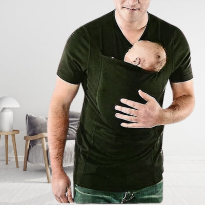 Porte bébé vert militaire KangaWear, doté de coutures renforcées pour une sécurité optimale et un portage confortable