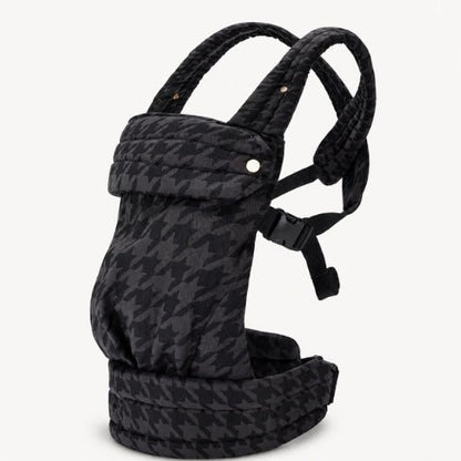 Porte kangourou bebe noir à bretelles croisées présenté seul, vue de face