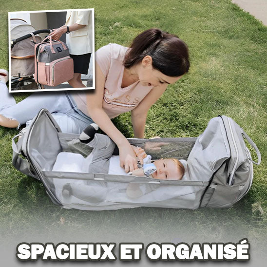 Sac à dos à langer compact BabyNappy, optimisé pour un rangement efficace sans encombrement lors de vos sorties