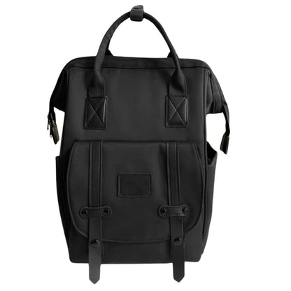 Sac à dos à langer noir avec grande poche frontale à double sangle