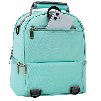 Vue arrière du sac à dos à langer avec bretelles ajustables et poignée supérieure