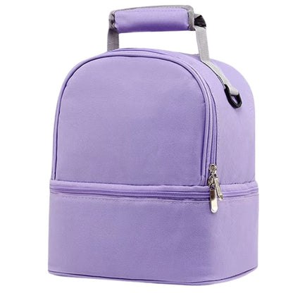 Vue arrière du sac à dos à langer  violet avec bretelles ajustables et poignée de transport