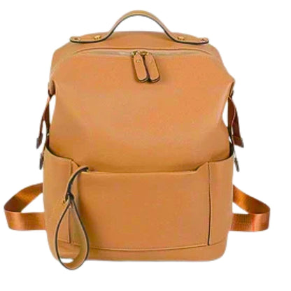 Sac à dos à langer à surface lisse avec double fermeture éclair sur le dessus