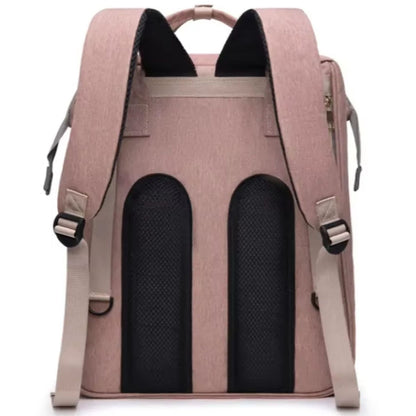 Vue arrière du sac à dos à langer avec bretelles ajustables et sangle de maintien