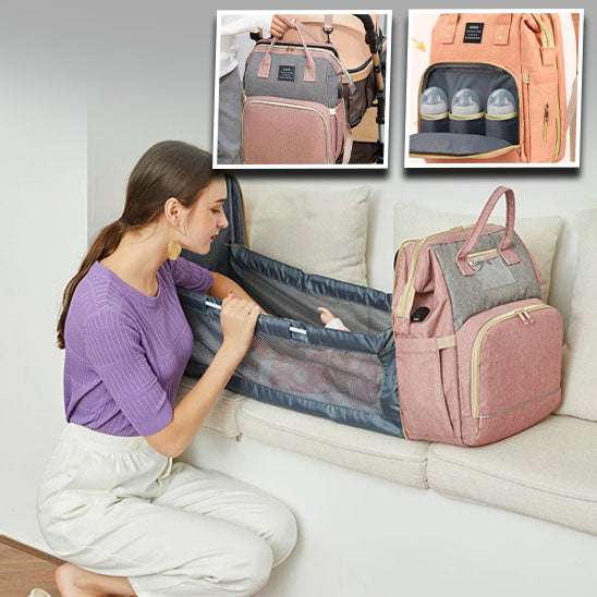 Sac à dos à langer BabyNappy rose élégant, combinant style et fonctionnalité pour des sorties avec bébé