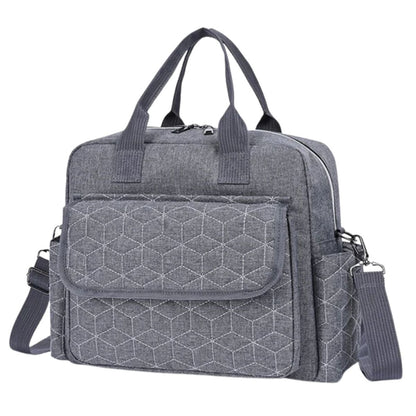 Sac a langer gris avec rabat avant et anses souples