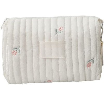 Sac a langer tulipe vu de face, zip invisible, motifs brodes repartis uniformement