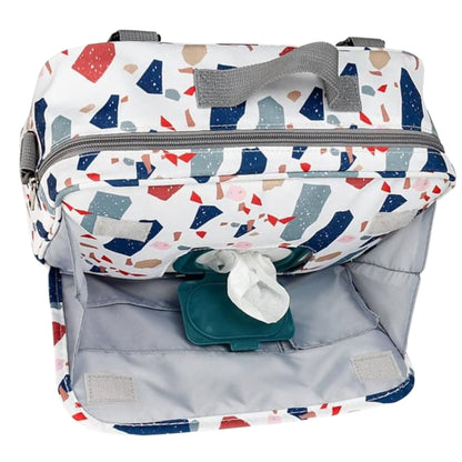 sac a langer avec motif terrazzo et bandoulière ajustable