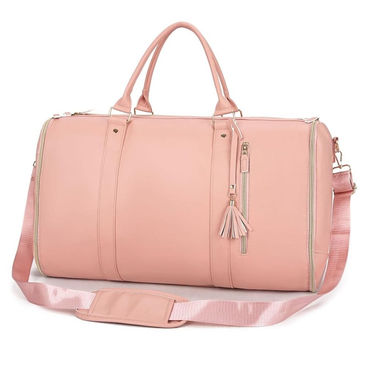 Sac a langer week end rose élégant avec bandoulière réglable et grande contenance deux jours