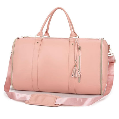 Sac a langer week end rose élégant avec bandoulière réglable et grande contenance deux jours