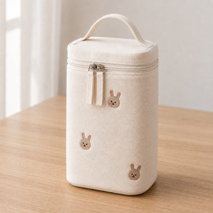 Sac à motifs pour biberon lapins avec poignée intégrée et double fermeture zip