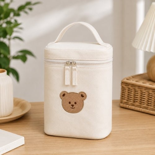 Sac à motifs pour biberon ours unique avec poignée intégrée et double fermeture zip