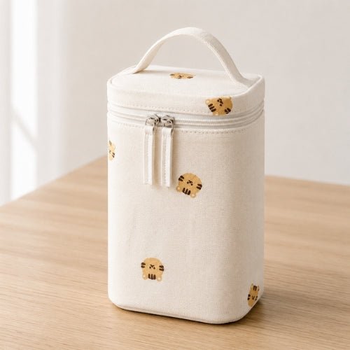 Sac à motifs pour biberon tigres avec poignée intégrée et double fermeture zip