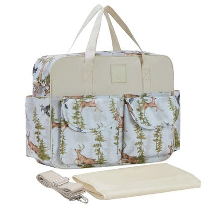 sac bebe foret avec matelas à langer et bandoulière assortie beige
