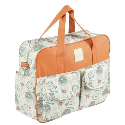 sac bebe montgolfiere vu de profil gauche avec grandes poches zippées
