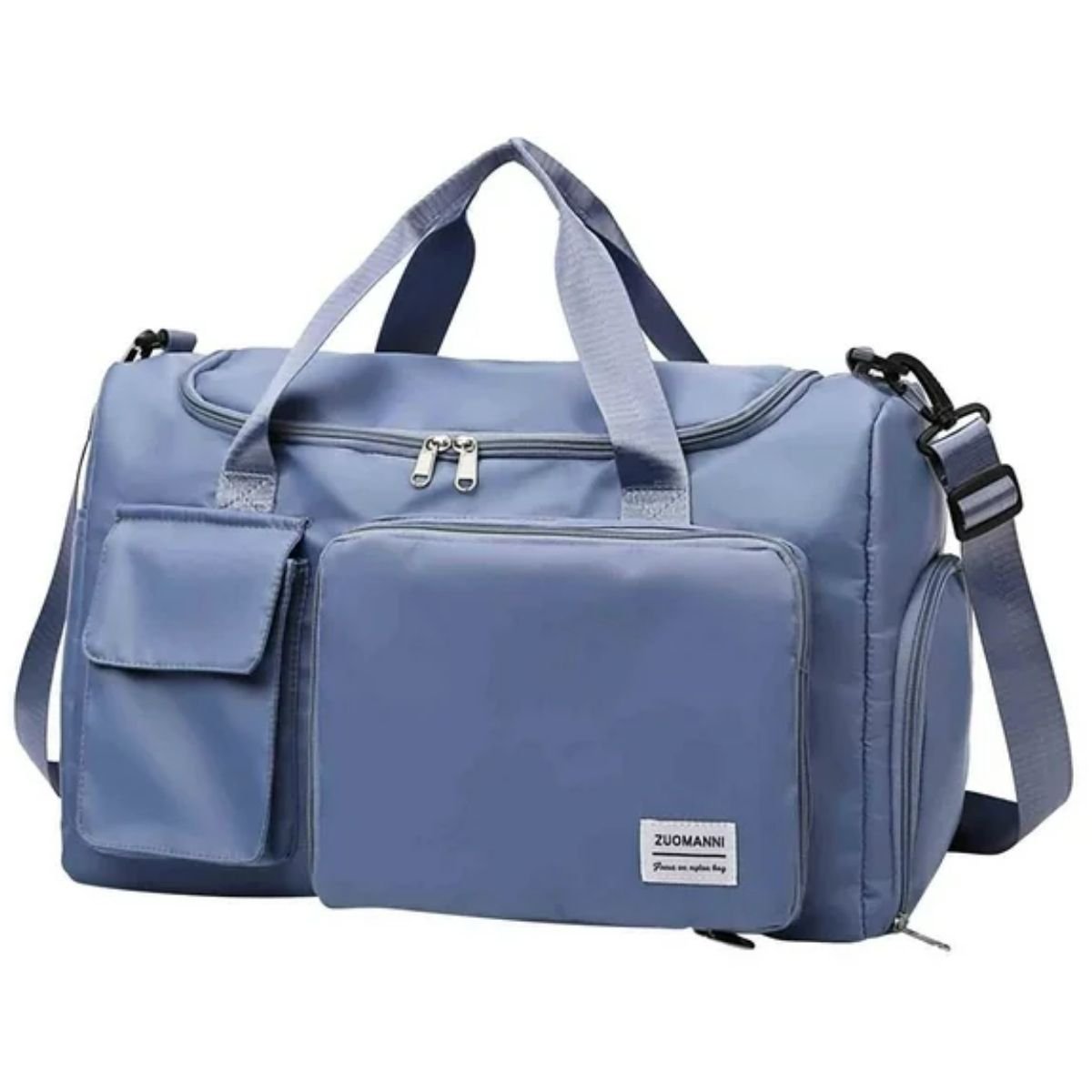 Sac maternité bleu avec poches multiples et bandoulière réglable