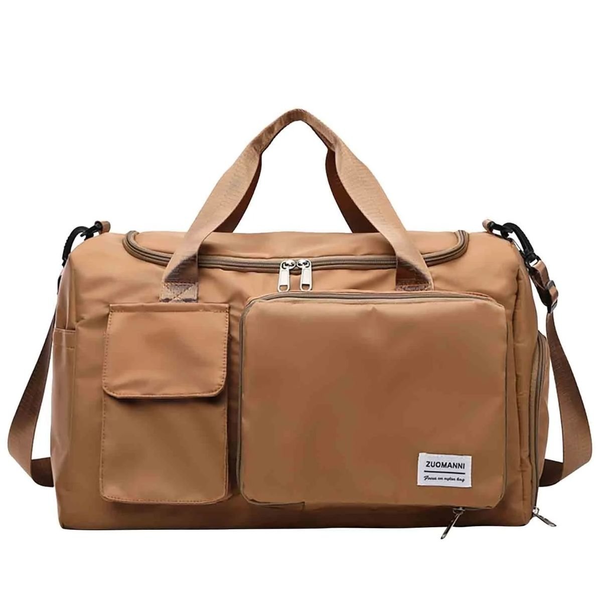 Sac maternité kaki avec poches avant et bandoulière ajustable