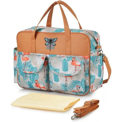 sac pour bebe motif flamant rose, bandoulière détachable et design coloré