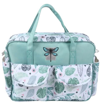  sac pour bebe tropical vert avec poches arrondies et broderie libellule
