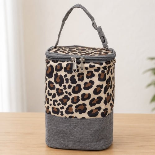 Sac pour biberons avec sangle à boucle motif léopard et double fermeture zip