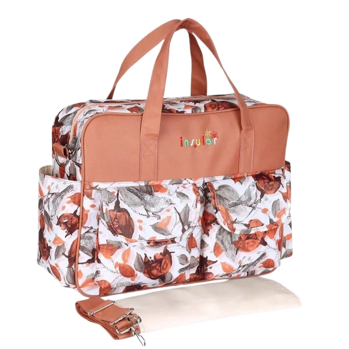 Sac pour la maternité rose rouge avec bandoulière et tapis de change