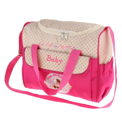 Sac pour la maternité rose avec anses et bandoulière, vue trois quarts