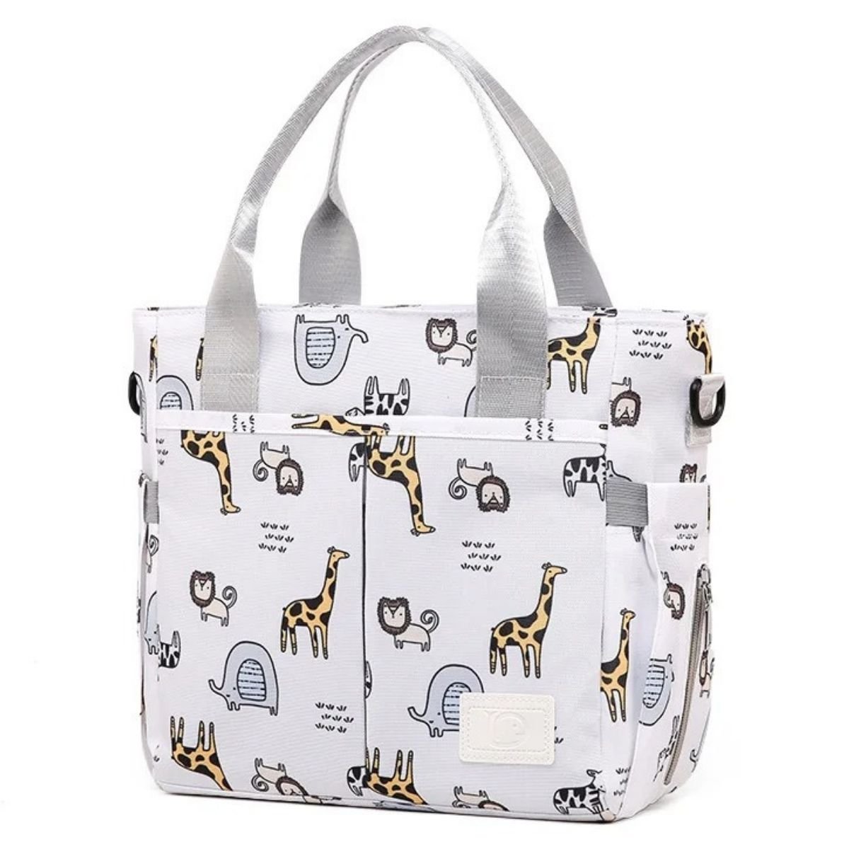 Sac pour maternité safari doux avec imprimé girafes, lions et éléphants