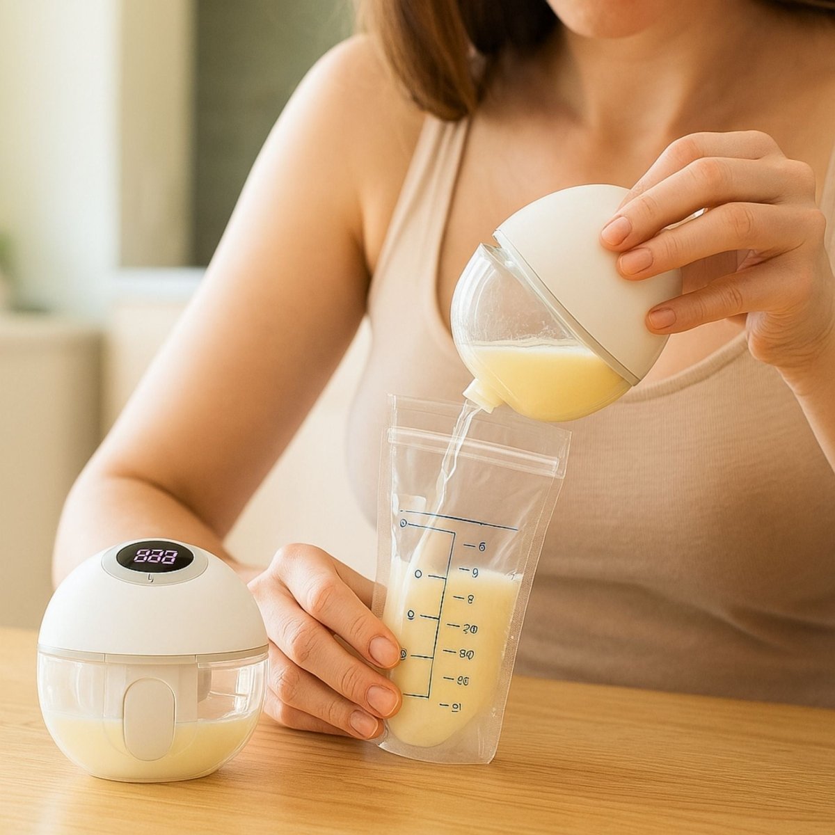 tire lait electrique avec récipient amovible pour transvaser le lait maternel simplement