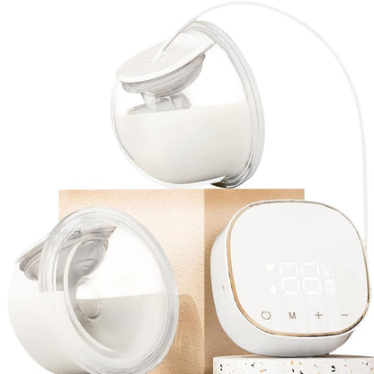 Tire lait portable avec collecteurs transparents remplis de lait maternel